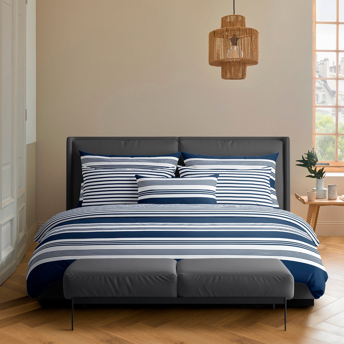 Set di 2 federe in raso di cotone - Blu - Léna
