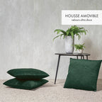 Funda De Cojín Flor Ciselé - Verde Oscuro - Liso