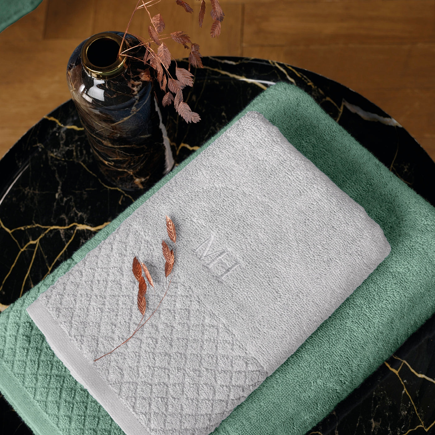 Eden - Set Of 2 Towels - Bottle Green