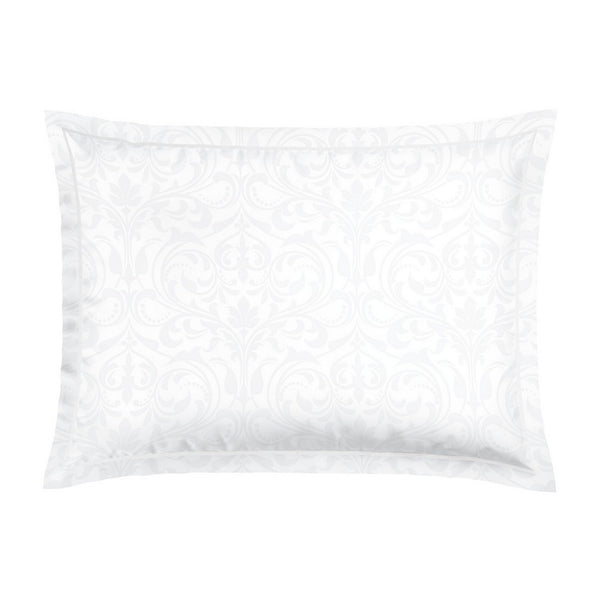 Baroque - Taie D'Oreiller - Satin De Coton - Tissé Jacquard - Blanc