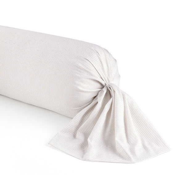 Colibri Floral - Taie De Traversin - Satin De Coton - Traits Fins - Taupe
