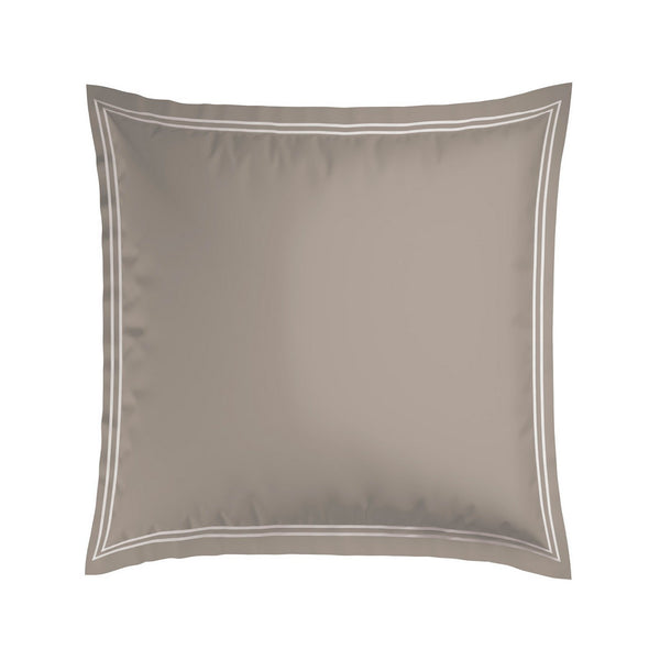 Paris - Set Of 2 Pillowcases - Cotton Satin - White / Taupe