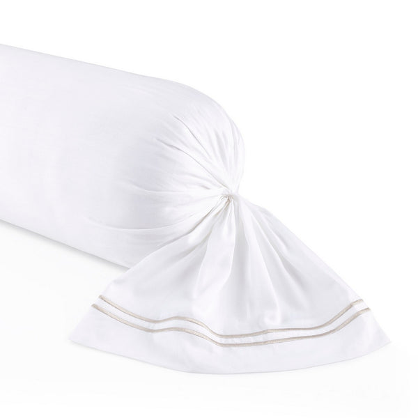Paris - Bolster Case - Cotton Satin - Taupe / White