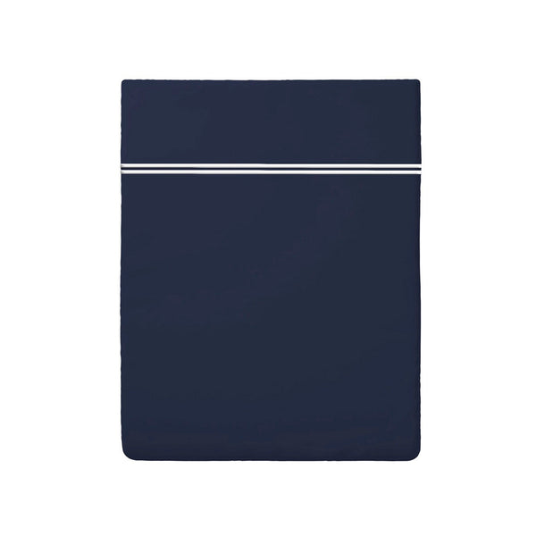 Paris - Drap Plat - Satin De Coton - Blanc / Bleu Foncé