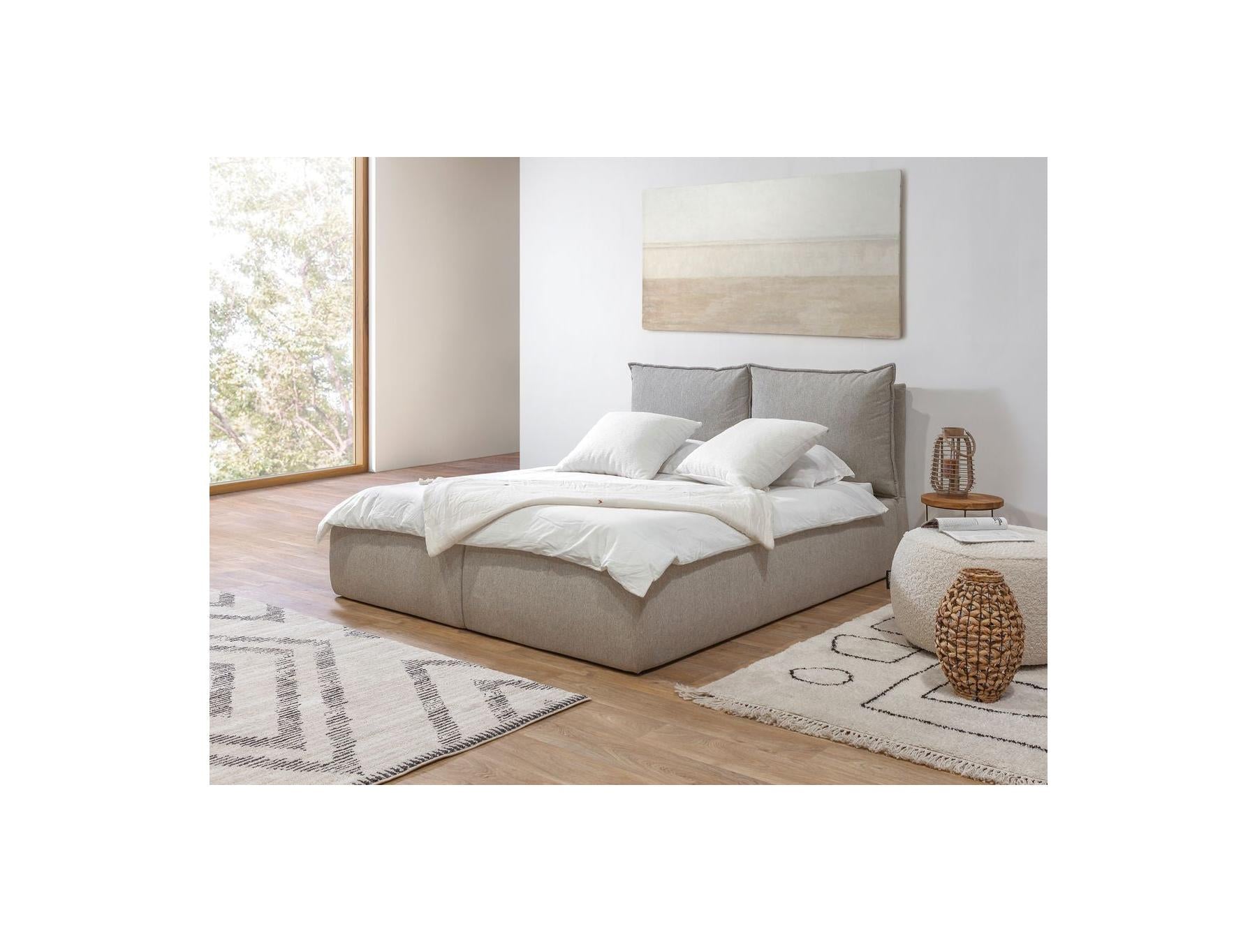 Garance - Ottoman Bed with Pillow-Effect Headboard