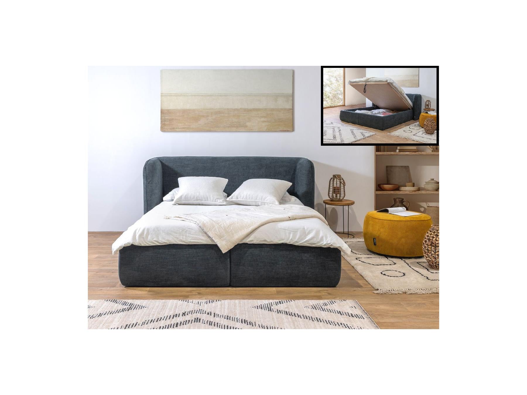 Louise - Cama con arcón con cabecero acolchado