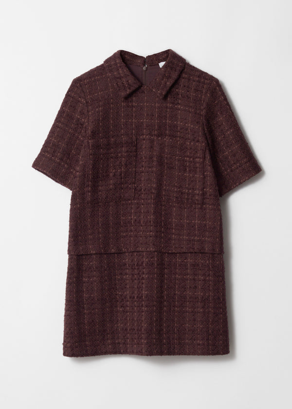 Brown Tweed Bardot Dress