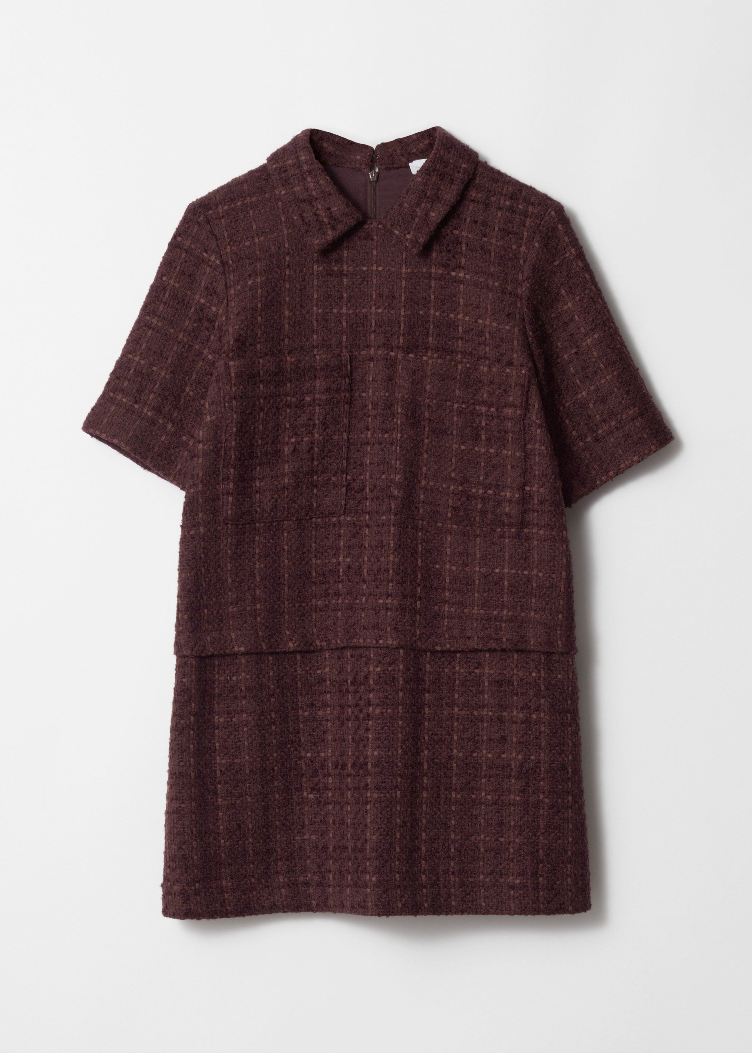 Robe Bardot En Tweed Marron