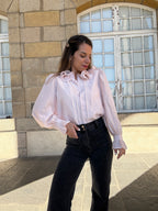 Blouse Brune Doux Rose
