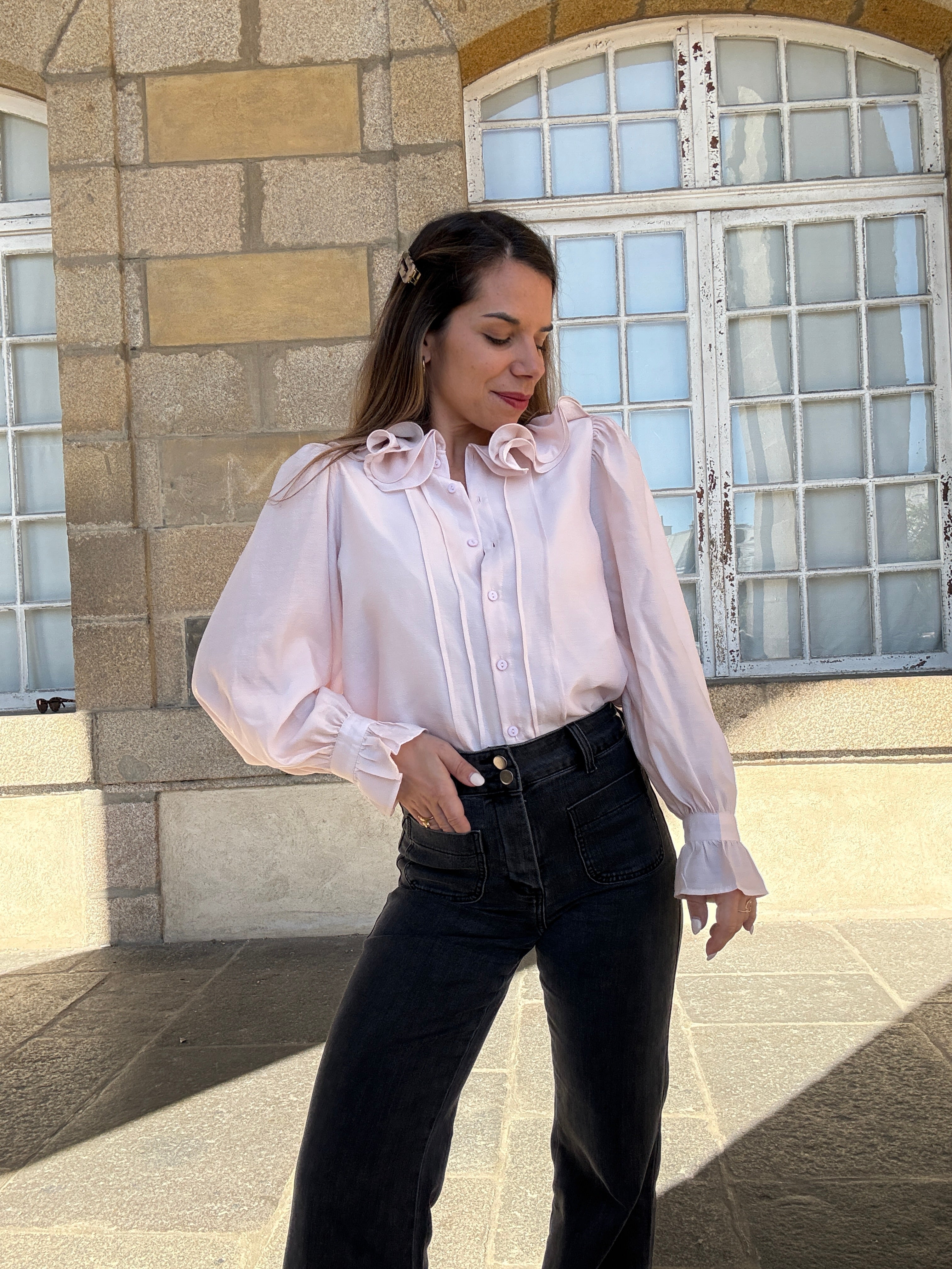 Blouse Brune Doux Rose