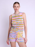 Crochet Round Neck Tank Top - Blue-Indigo