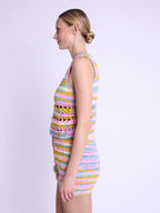 Crochet Round Neck Tank Top - Blue-Indigo