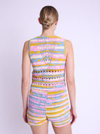 Crochet Round Neck Tank Top - Blue-Indigo