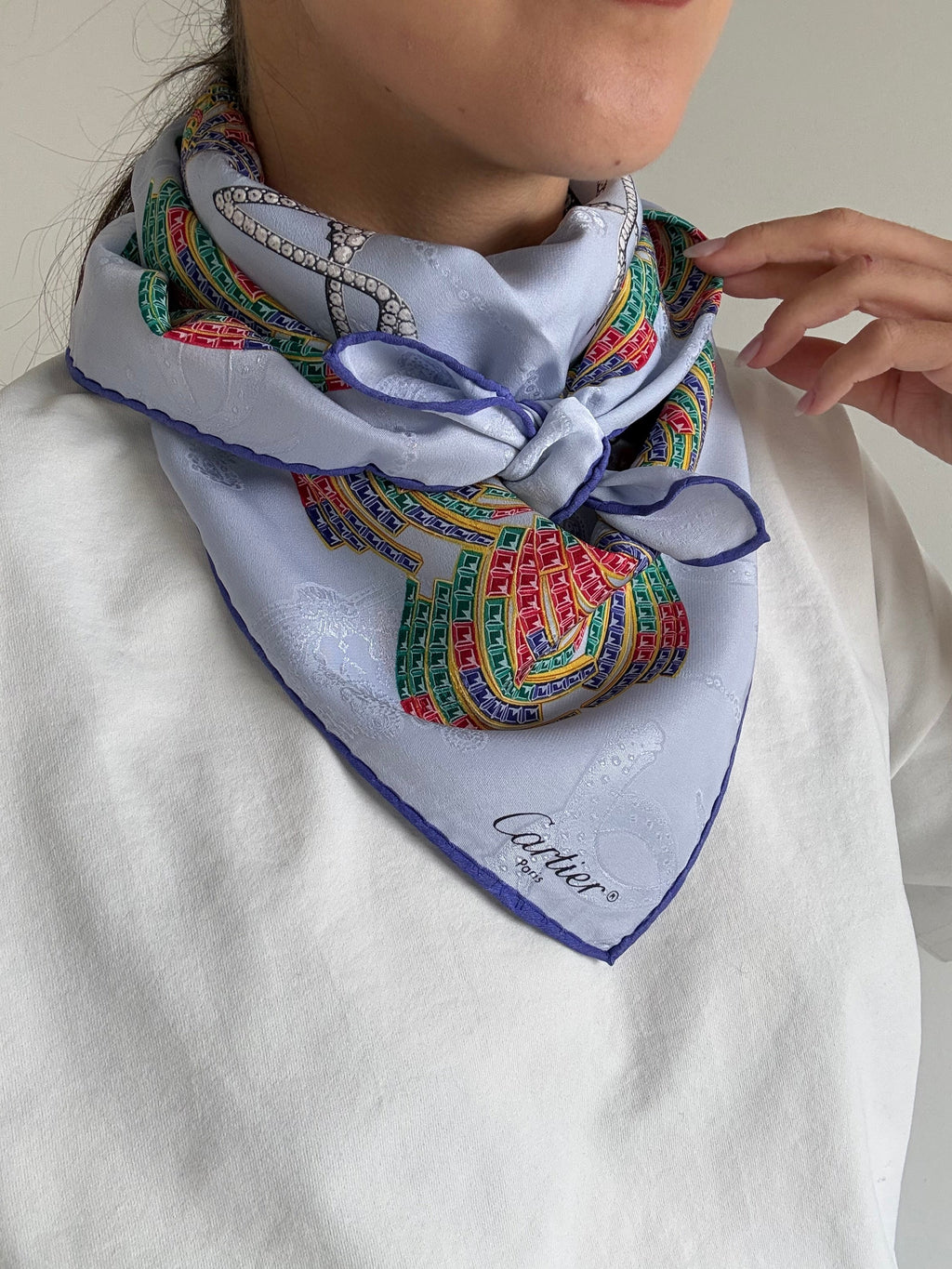 Cartier Scarf – Swan And Multicoloured Feather Patterns