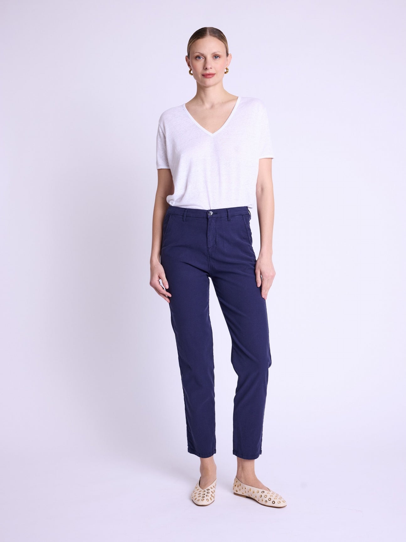 Plain Casual Pants - Navy
