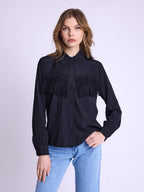 Camisa con flecos - Negro