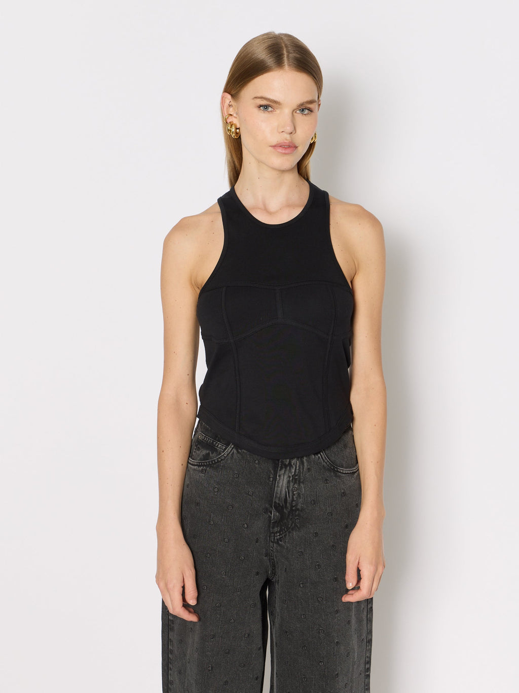 Debardeur Col Rd Corset - Black