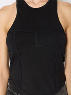 Debardeur Col Rd Corset - Black