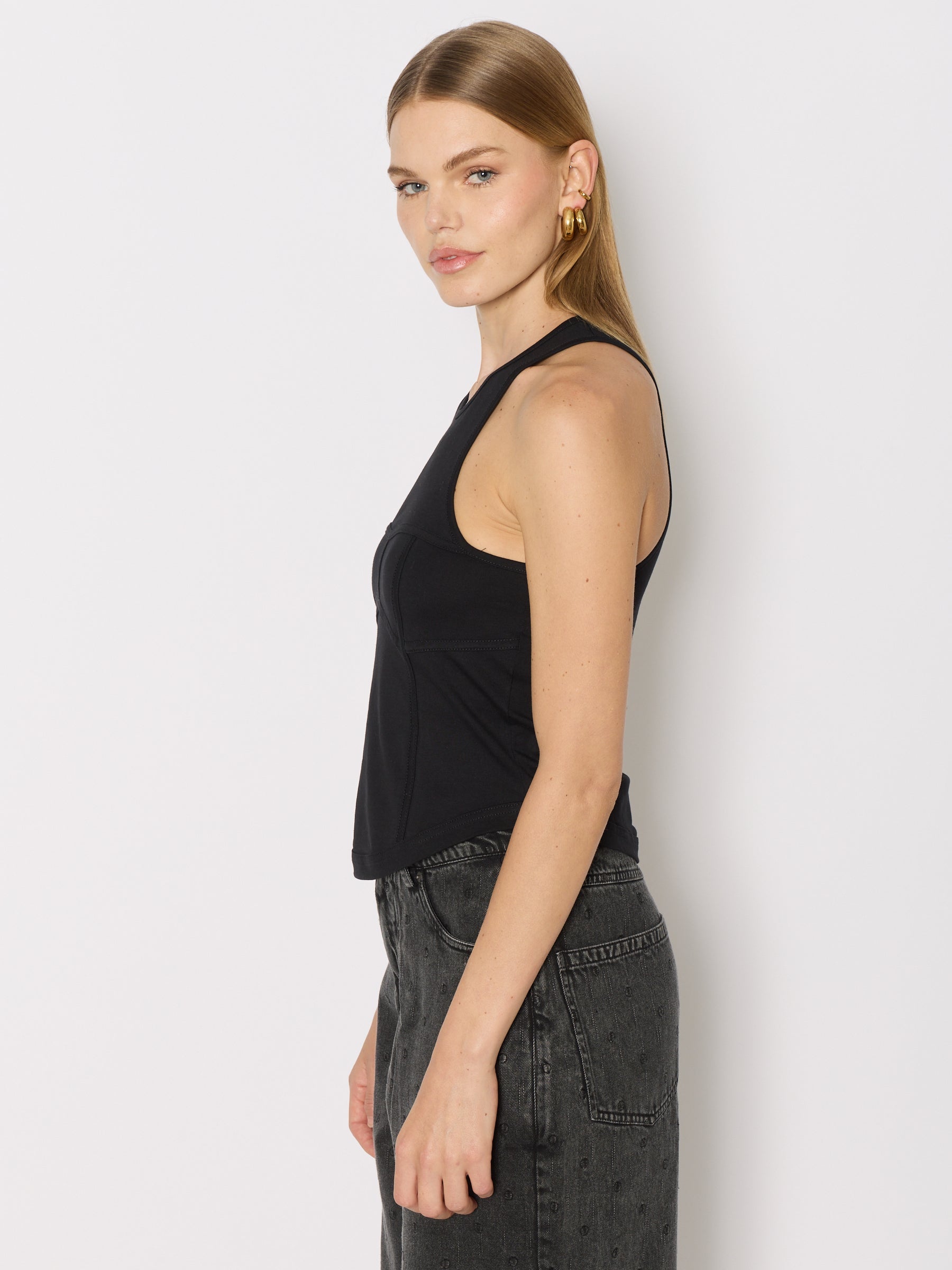 Debardeur Col Rd Corset - Black
