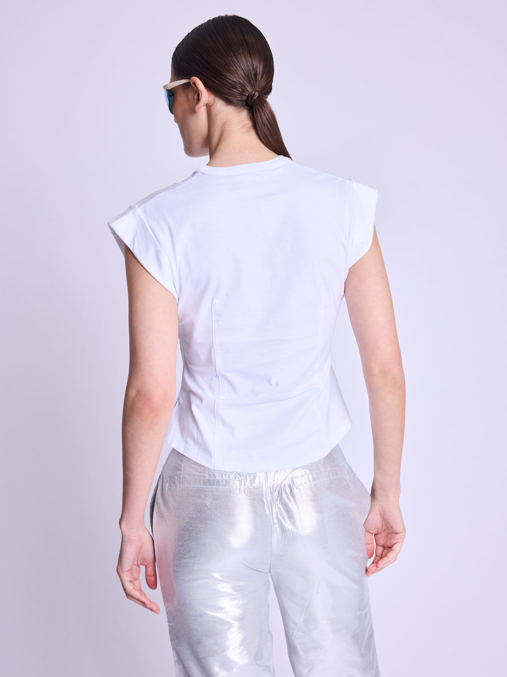 Tshirt Col Rond Corset - White