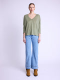 Berenice - 3/4 Sleeve V-Neck T-Shirt - Khaki