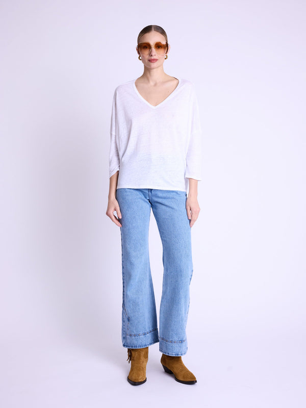 Berenice - Tshirt Manches 3/4 Col V - White