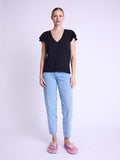 Berenice - Short Sleeve Round Neck Wings T-Shirt - Black
