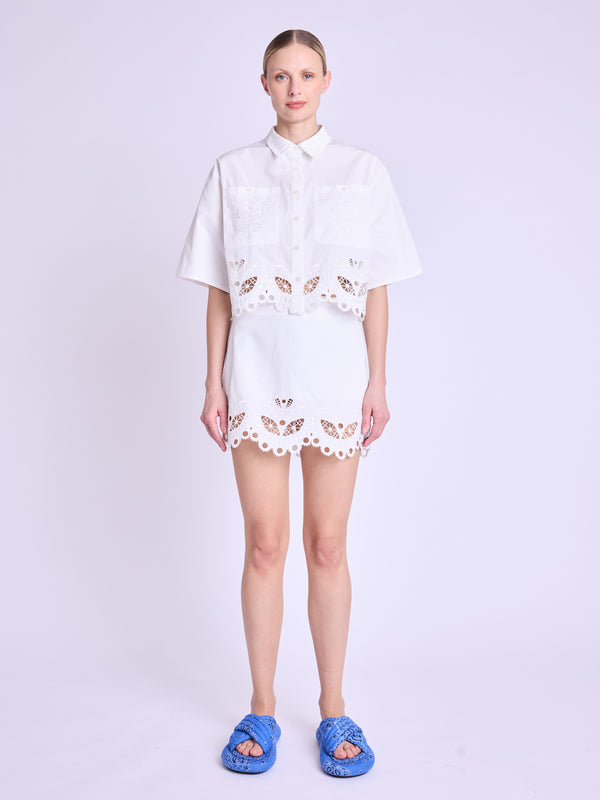 Jupe Courte Bas Brode - White