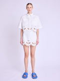 Berenice - Short Skirt Embroidered Hem - White
