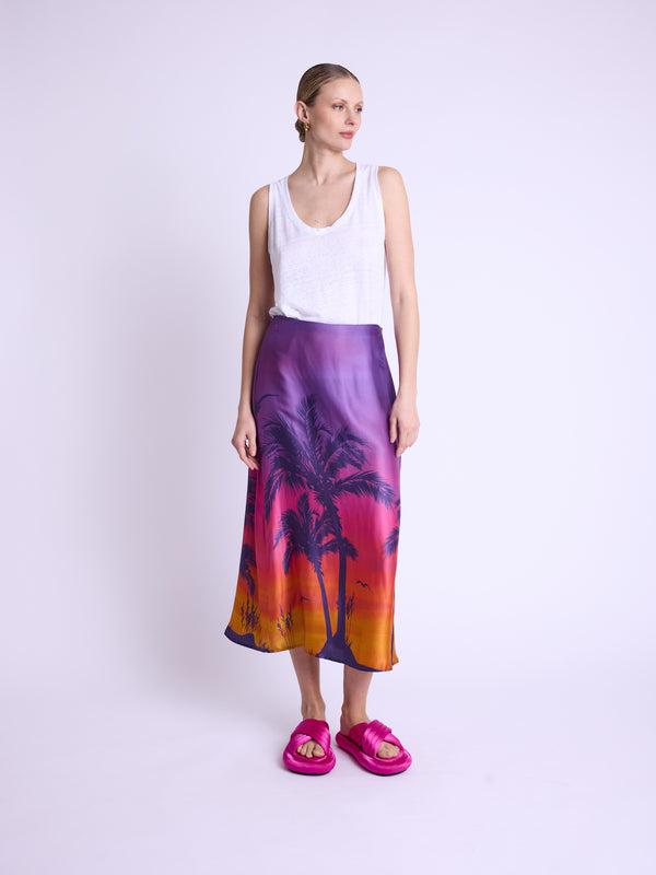 Falda Larga A Godet - Sunset-Estampado