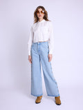 Berenice - Pantalon Flare Gros Clous Cote - Denim-Blue