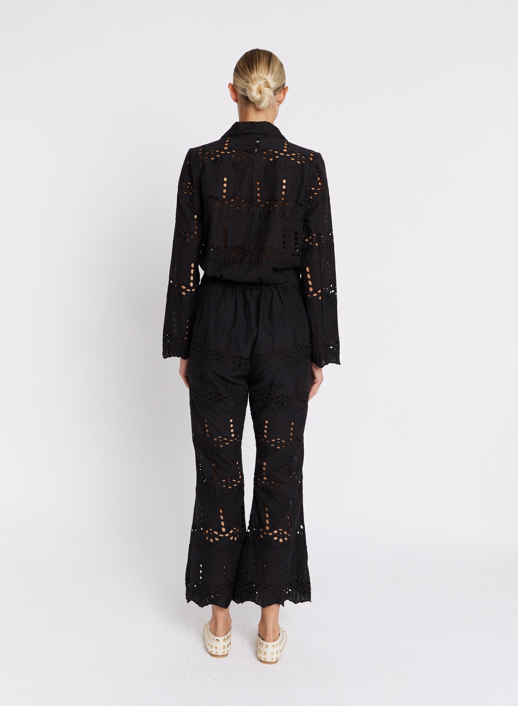 Berenice - Pantalon Broderie Anglaise - Black
