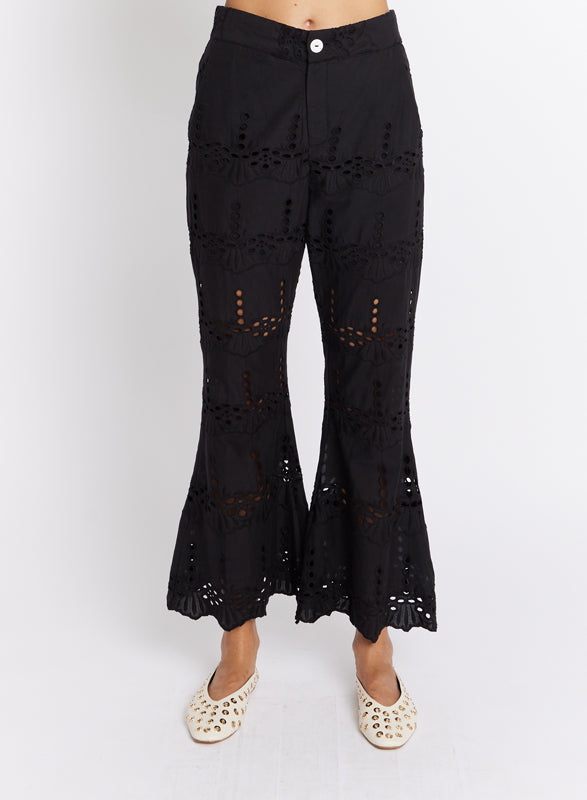 Berenice - Pantalon Broderie Anglaise - Black