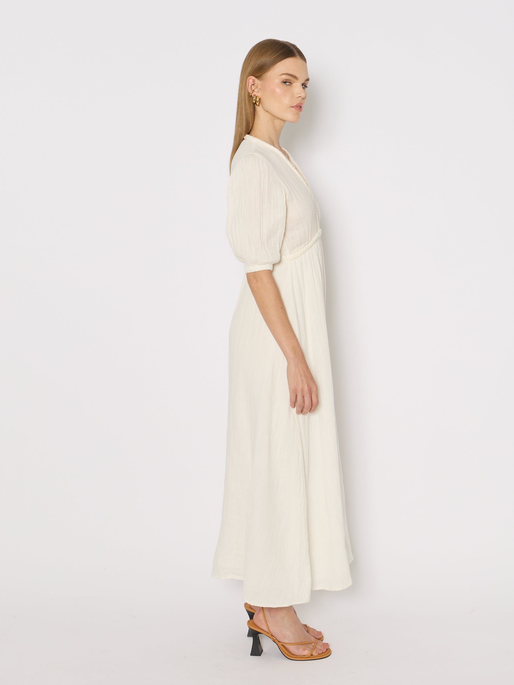 Berenice - Long Dress With Braids - Off-White