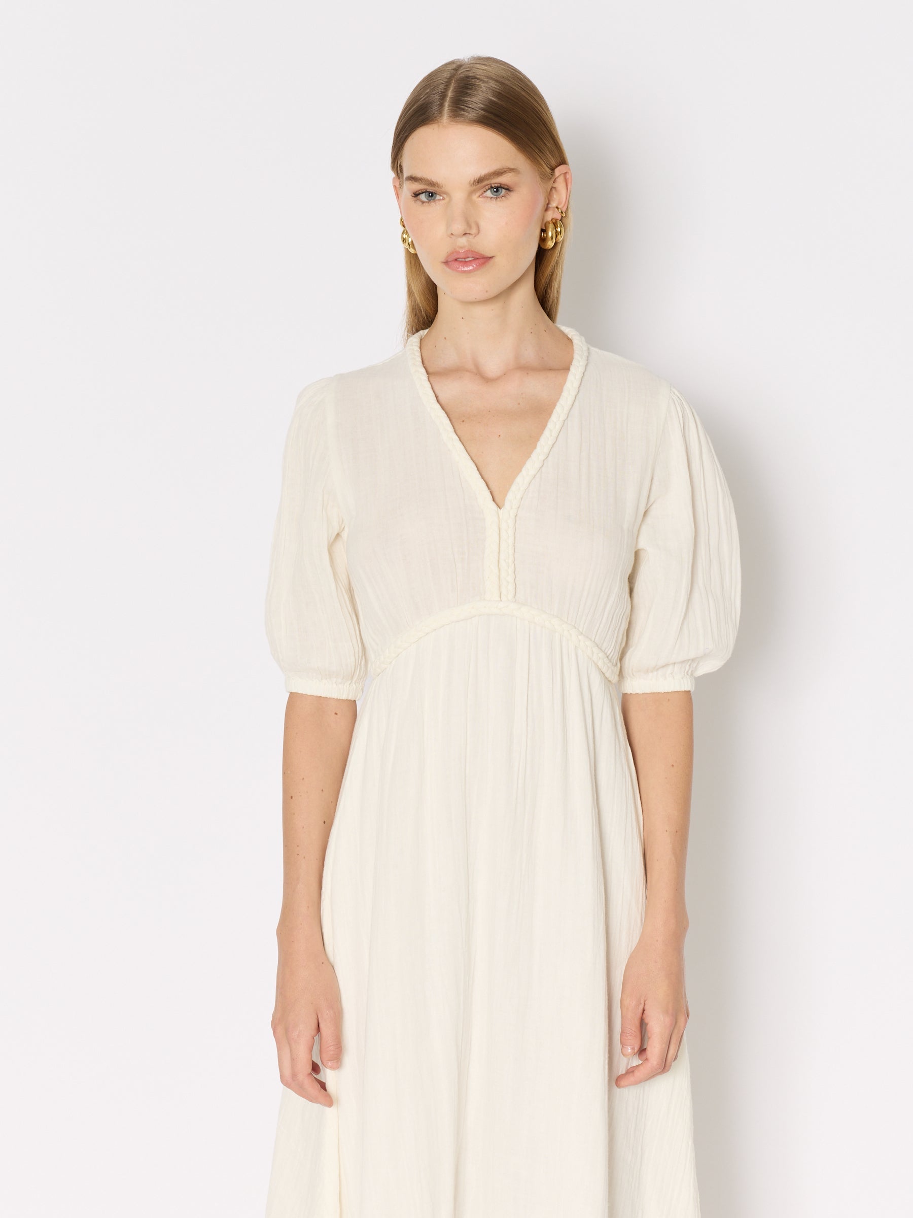 Berenice - Long Dress With Braids - Off-White