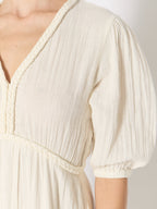 Berenice - Long Dress With Braids - Off-White
