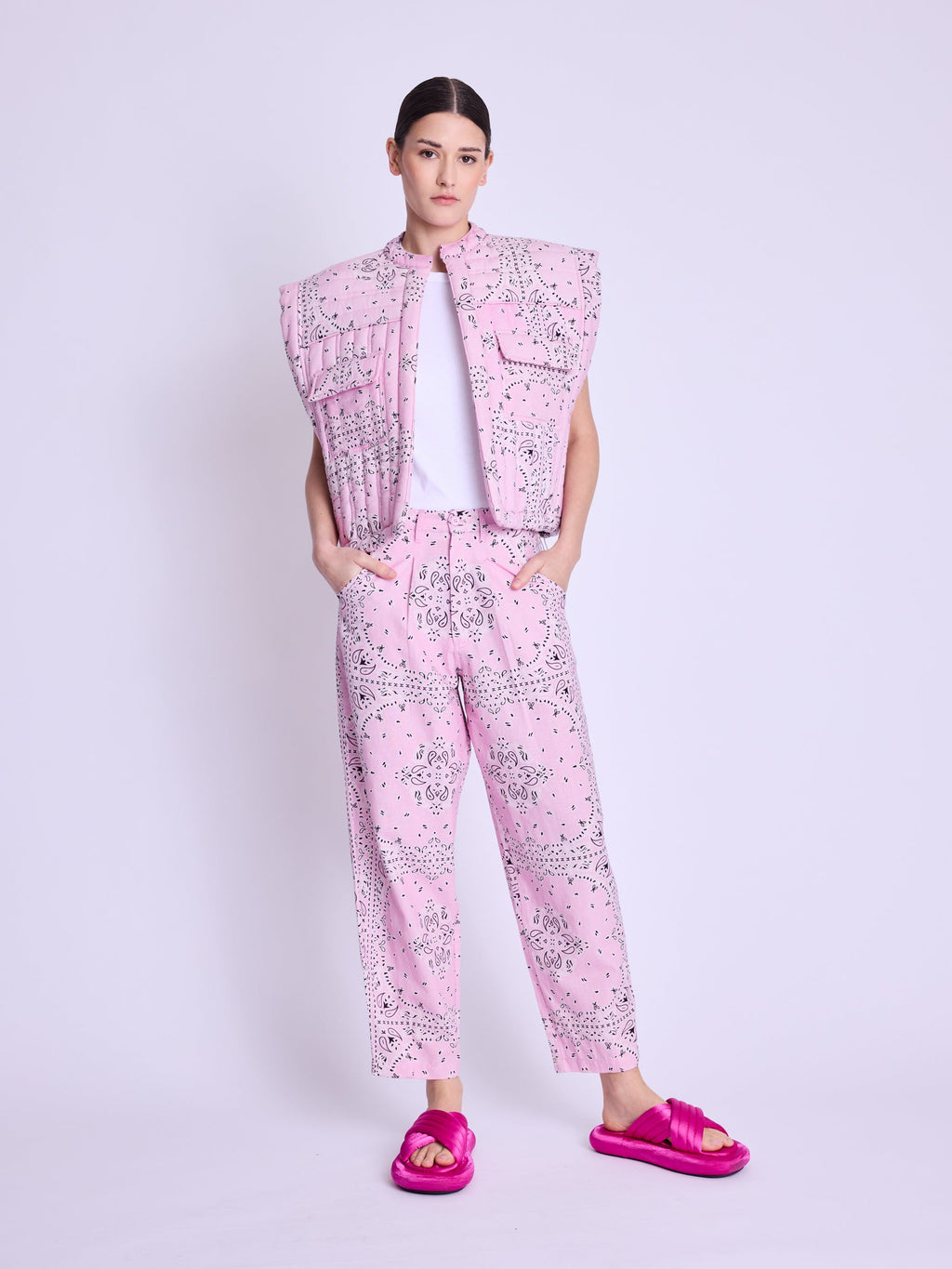 Square Shape Jacket - Pink-Bandana-Print
