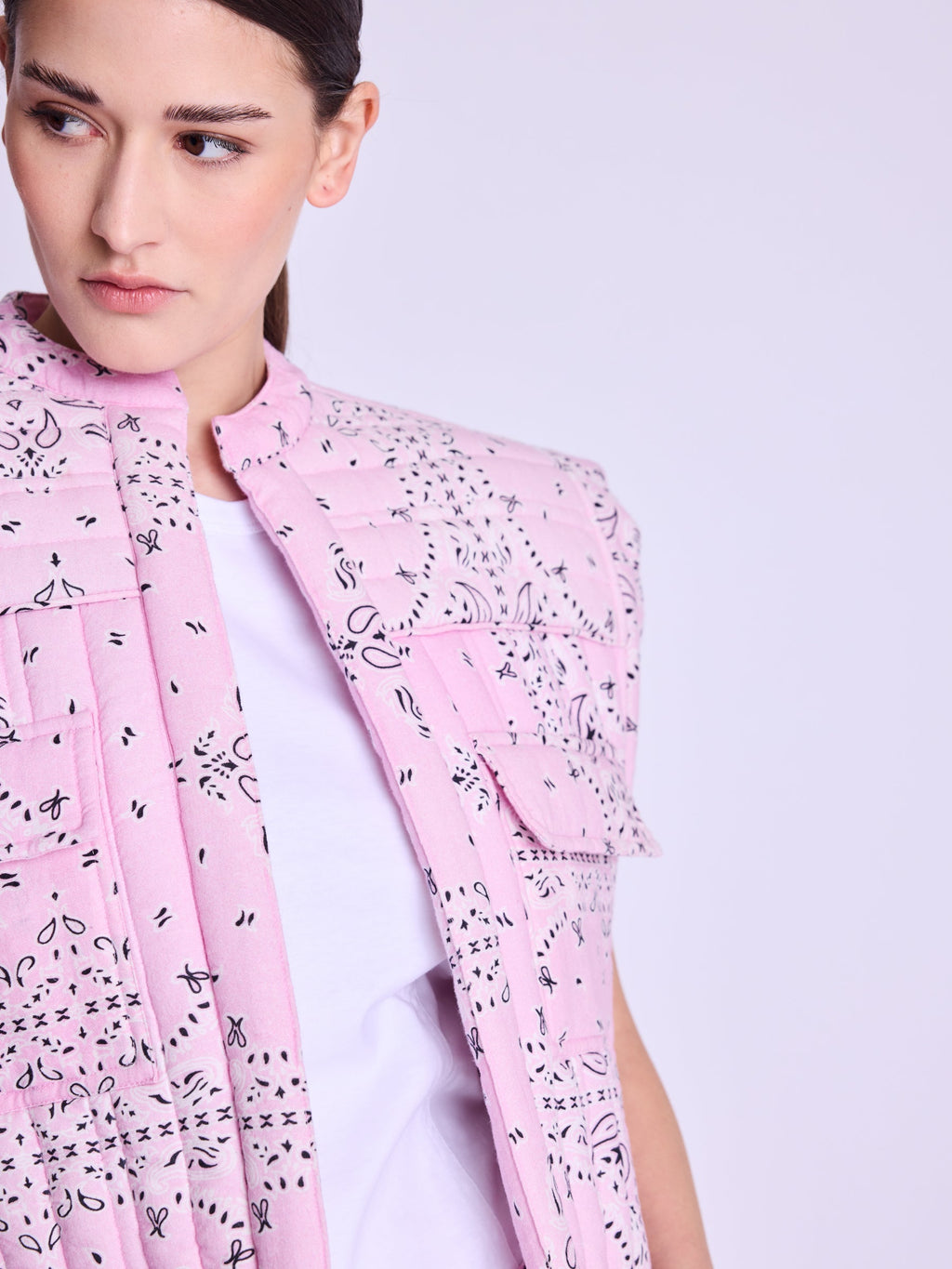 Square Shape Jacket - Pink-Bandana-Print