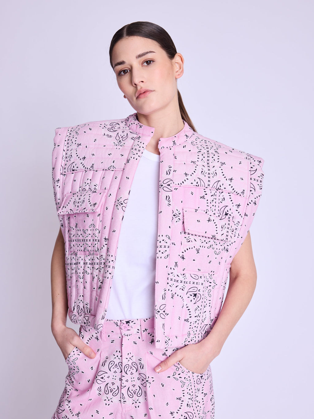 Square Shape Jacket - Pink-Bandana-Print