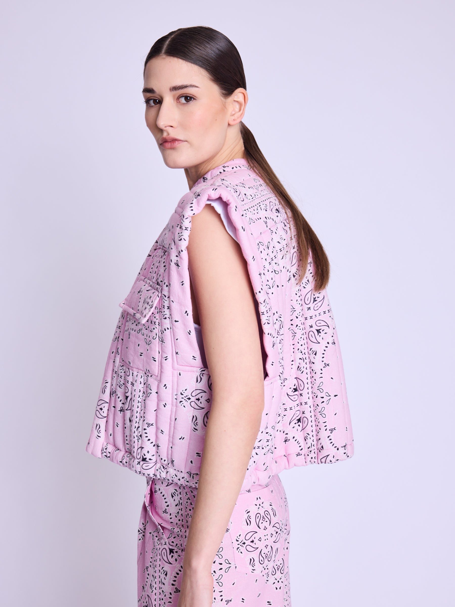Square Shape Jacket - Pink-Bandana-Print