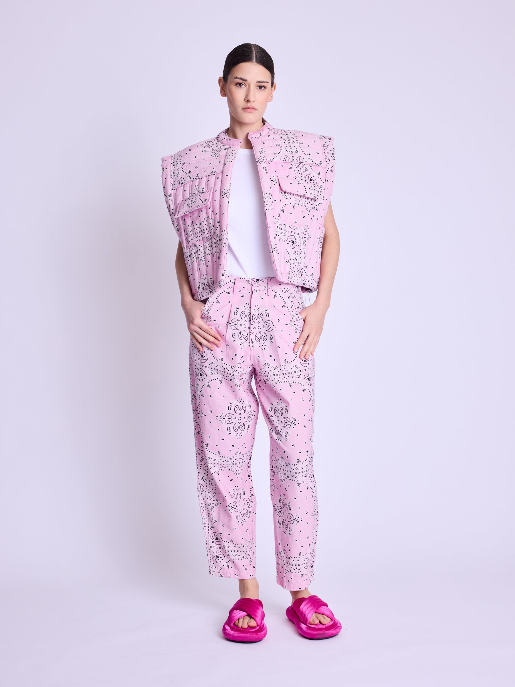 Square Shape Jacket - Pink-Bandana-Print