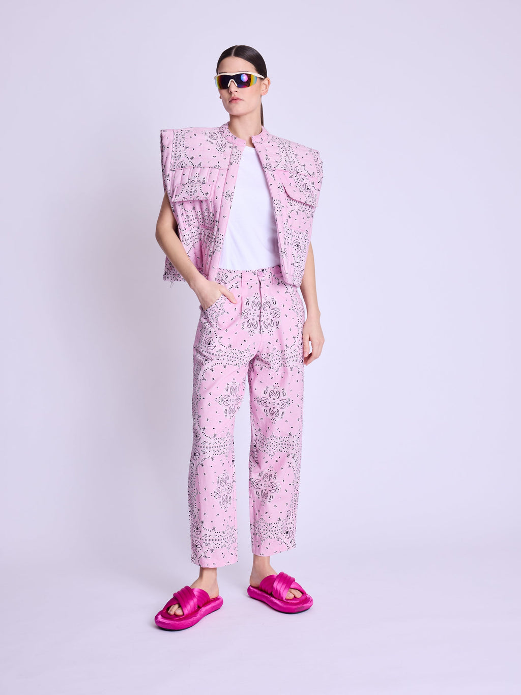 Square Shape Jacket - Pink-Bandana-Print