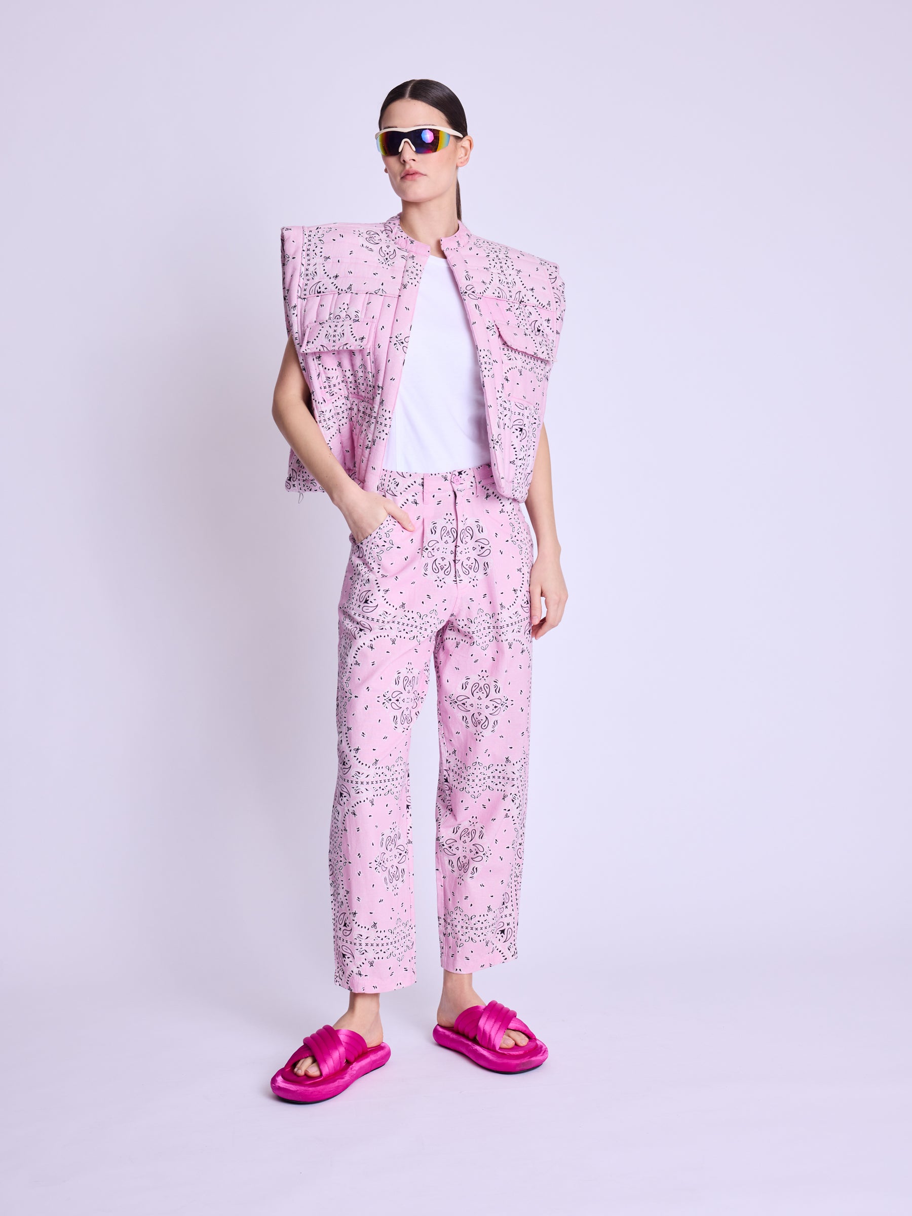 Square Shape Jacket - Pink-Bandana-Print