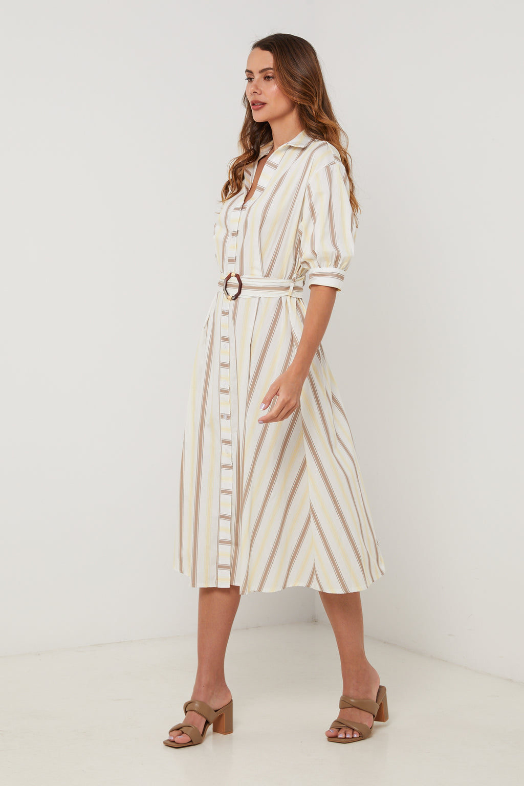 Robe - Jaune Blanc - Femme