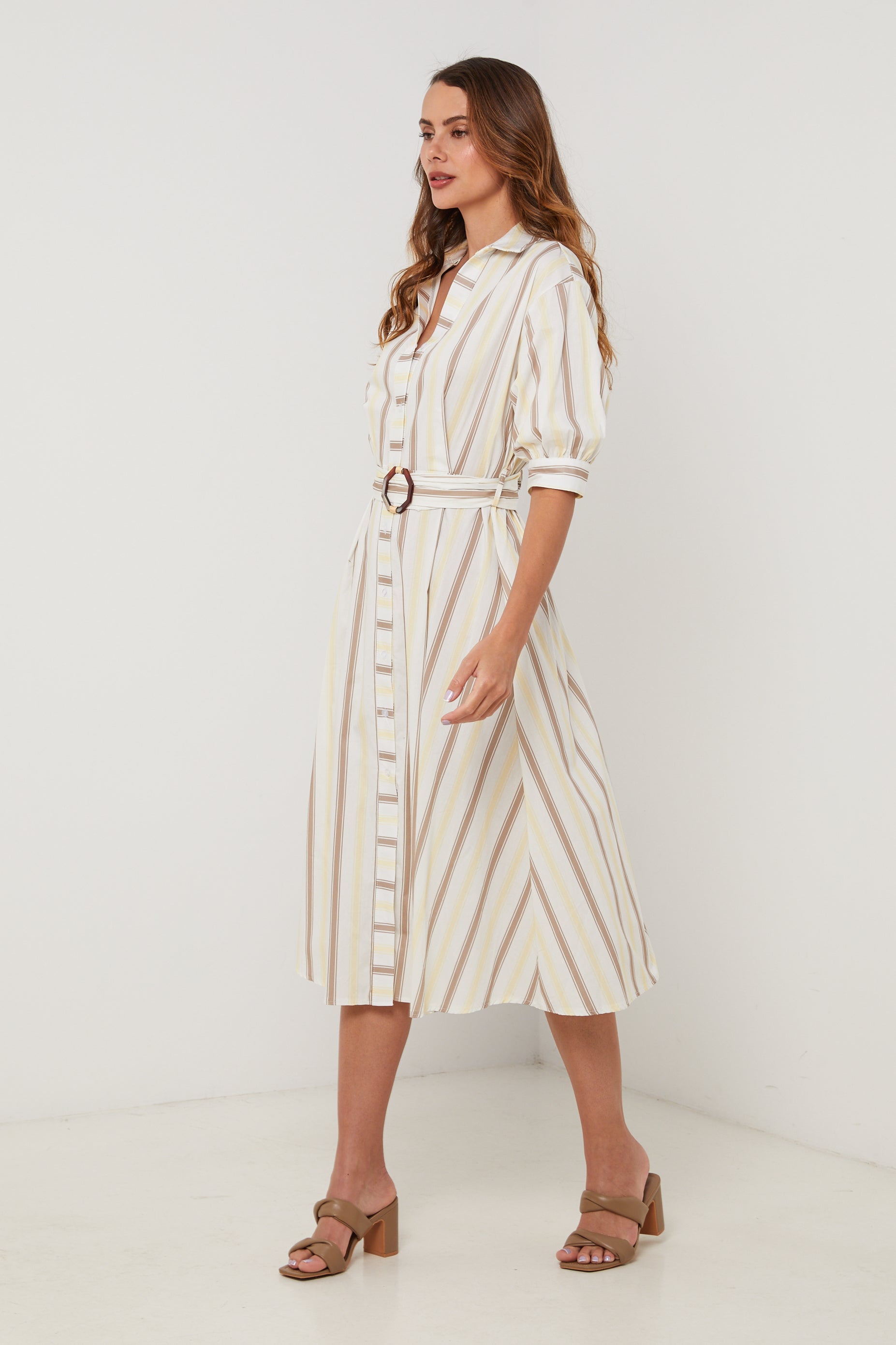 Robe - Jaune Blanc - Femme