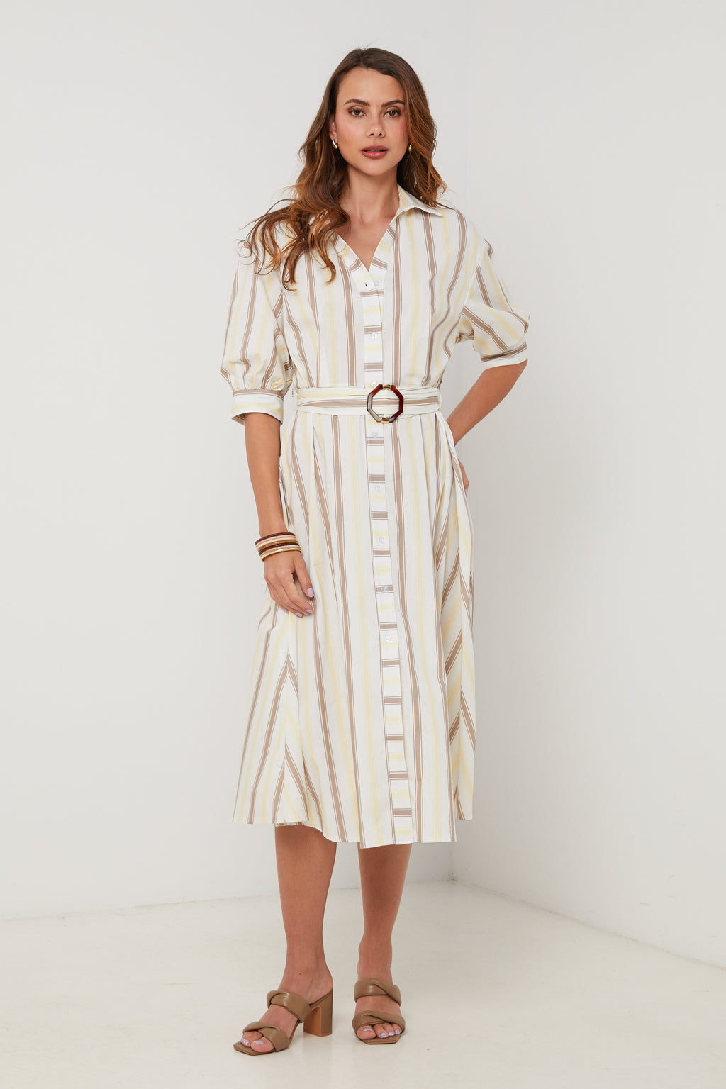 Robe - Jaune Blanc - Femme