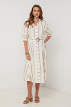 Robe - Jaune Blanc - Femme