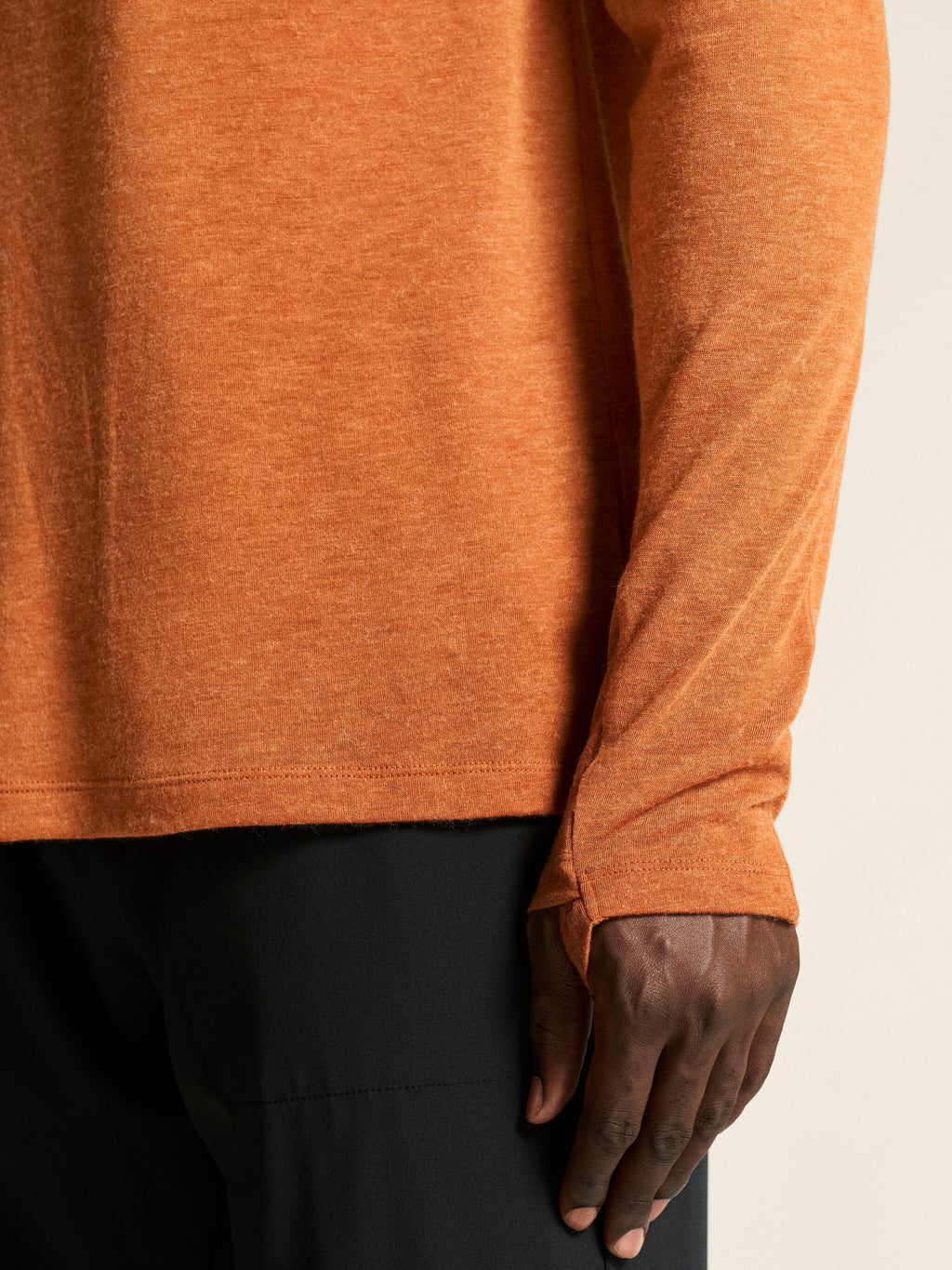 Long-Sleeved Wool T-Shirt - Buff/Melange - Men