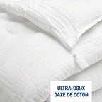 Edredón Con Borlas Gasa De Algodón - Liso - Blanco Puro