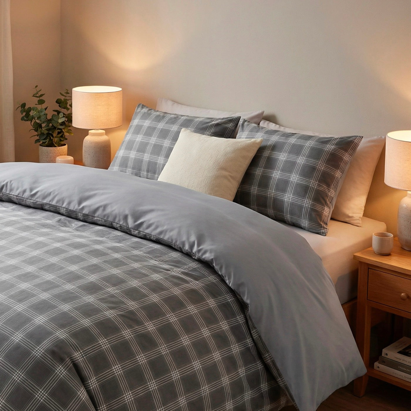 Duvet Cover + Pillowcase Cotton Satin - Heritage Grey - Grey